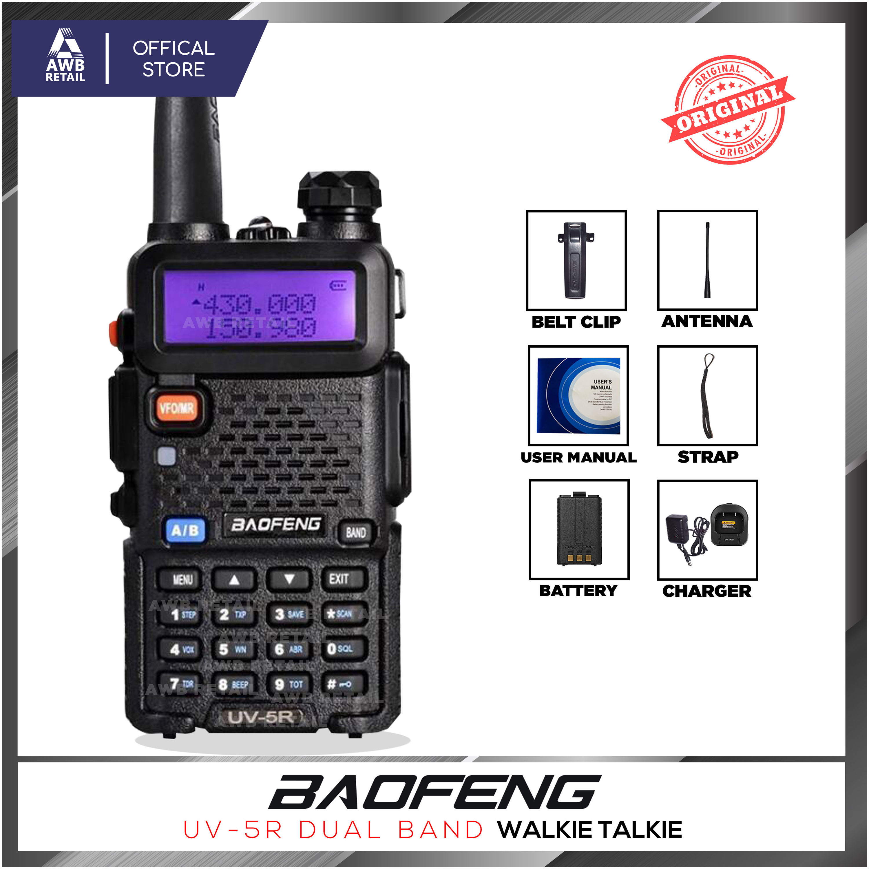 Baofeng UV-5R Dual Band Two Way Ham Radio Walkie Talkie Legal Version Hot  Sale