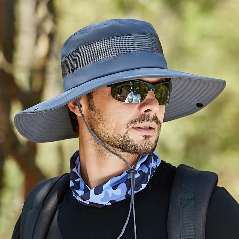 Men Fisherman Hat Bucket Hat Sun Hat Wide Brim Breathable Outdoor
