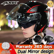 Motorcycle Half Face Helmet with ICC Certification - 365 Day Warranty