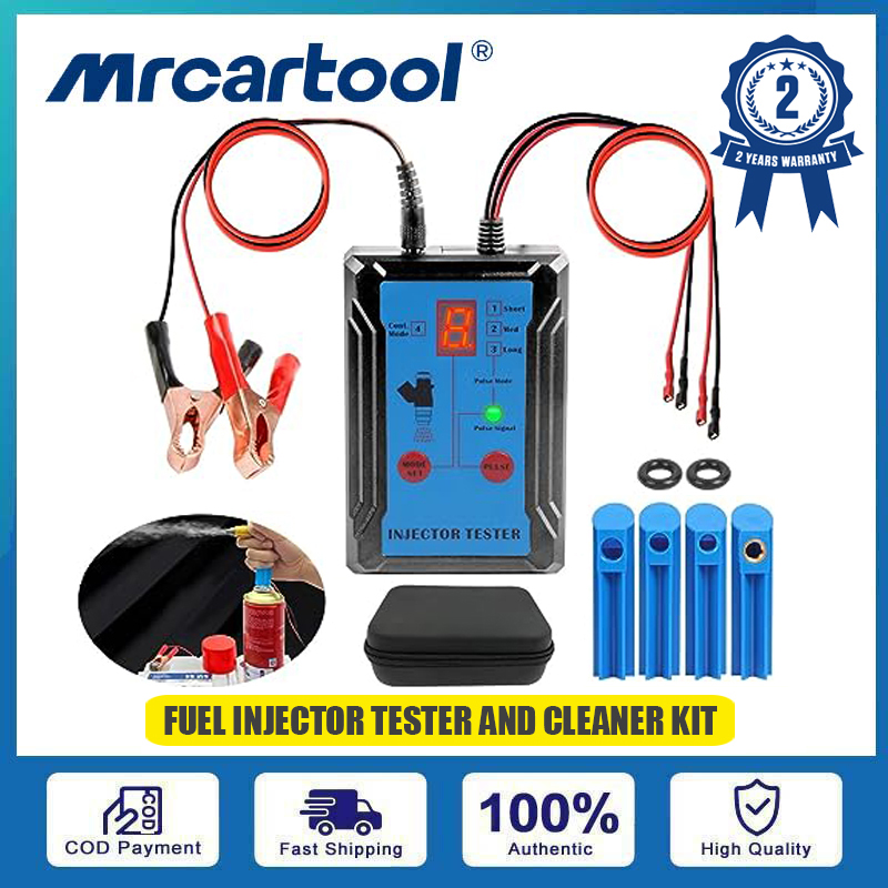 MRCARTOOL Máy kiểm tra kim phun nhiên liệu Bộ dụng cụ làm sạch 8 chế độ xung Máy kiểm tra kim phun 2 Kiểm tra kim phun nhiên liệu đồng thời Dụng cụ làm sạch DIY