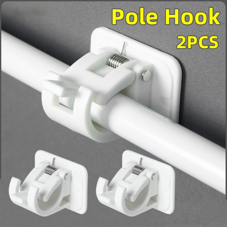 2pc Curtain Rod Brackets fishing rod brackets No Drill Adjustable