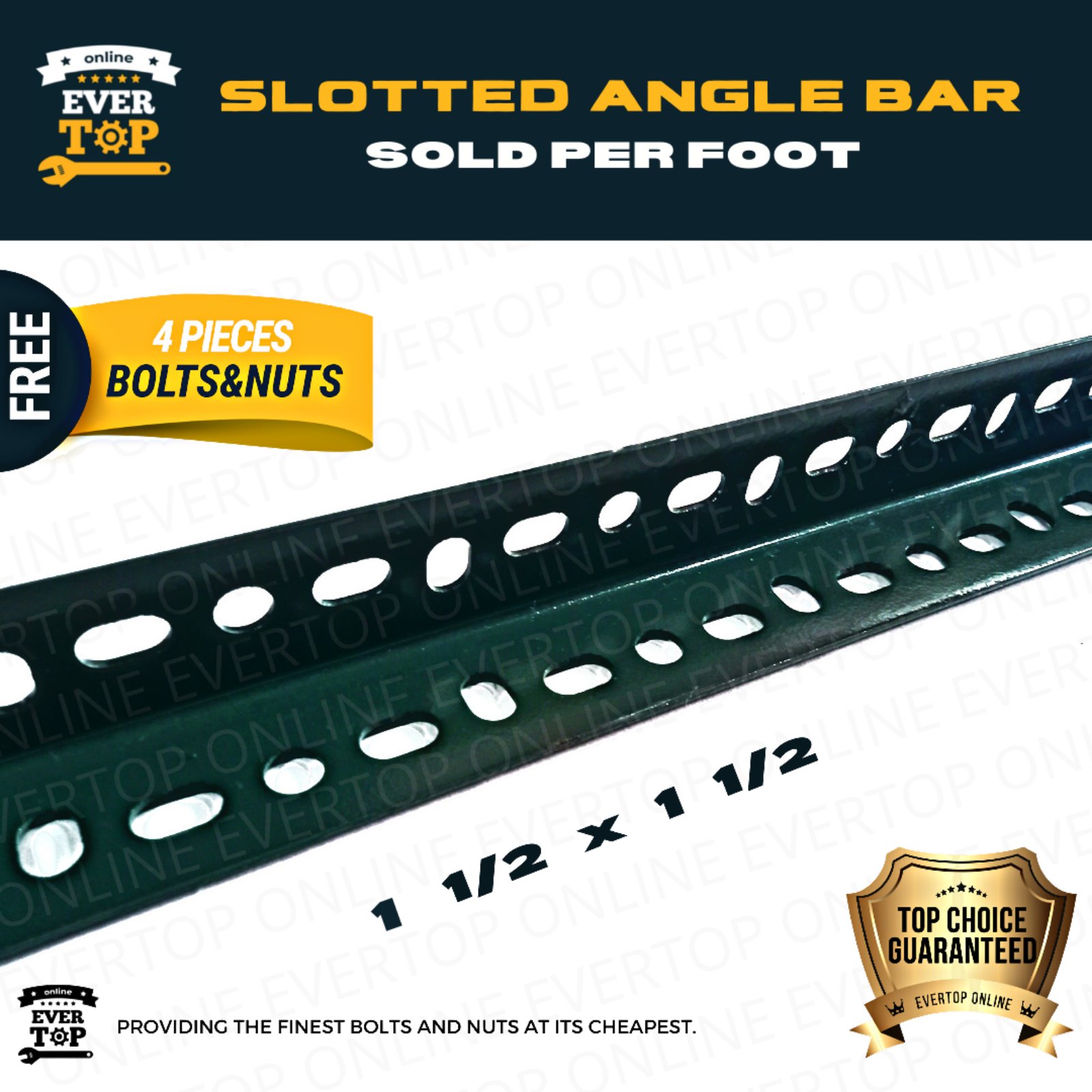 Slotted Angle Bar with Free Bolts & Nuts | EverTop