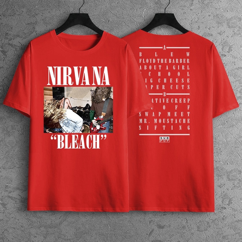 Metal Rock Band Shirt Custom Print Streetwear Nirvana Bleach In Colour 02  White Tshirt Design