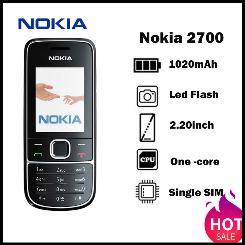 Factory Unlocked Original Nokia 2700 Classic Gold Black Cheap Bar Phone  Mobile