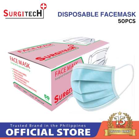 Surgitech  50 pcs Disposable Facemask Earloop 3 ply