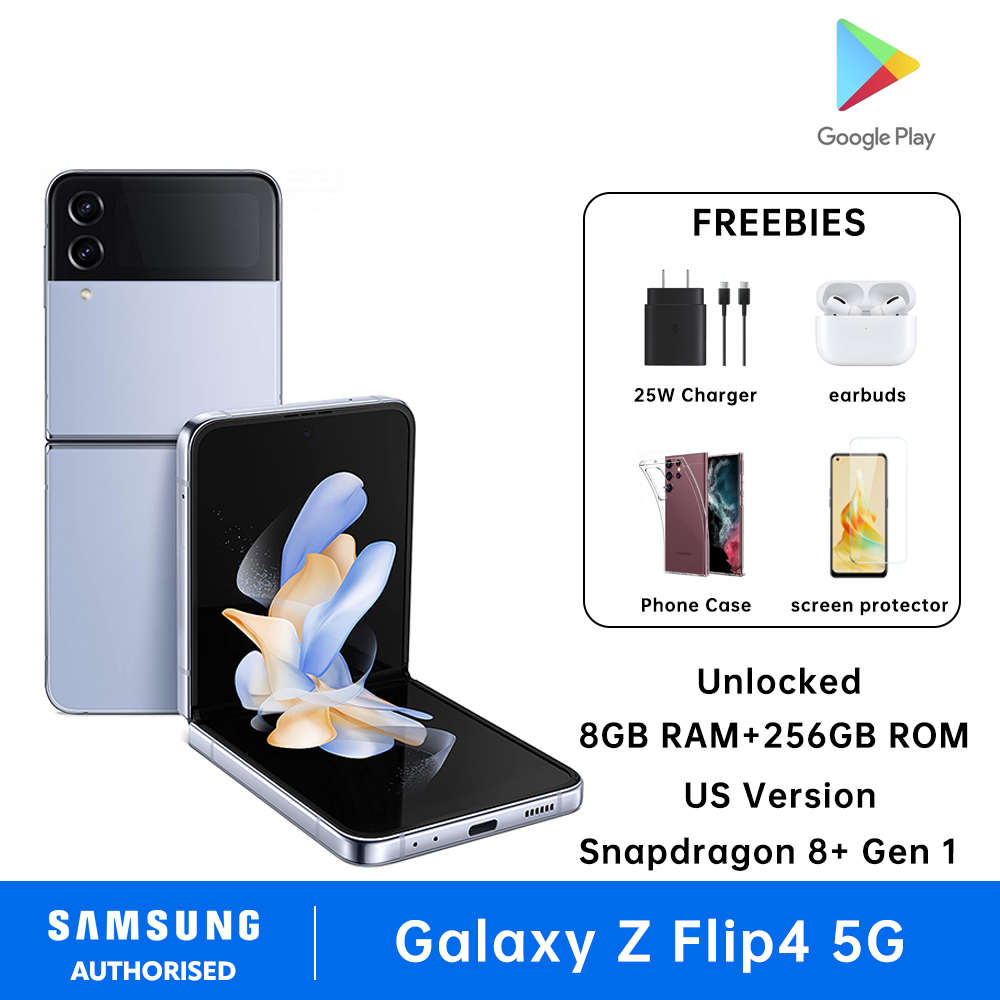 Samsung Galaxy Z Flip4 5G 8GB RAM + 256GB ROM SM-F7210 Snapdragon 8+ Gen 1 Single SIM with Free 25W Fast Charger Presyo 21,999 Piso*Libreng Shipping