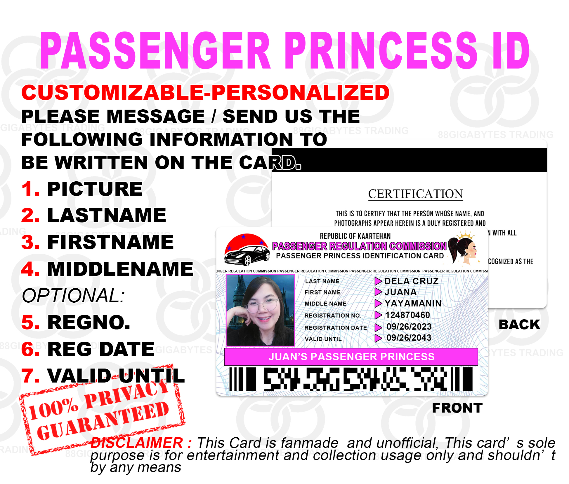 Passenger Princess ID Card [Photo Personalized]