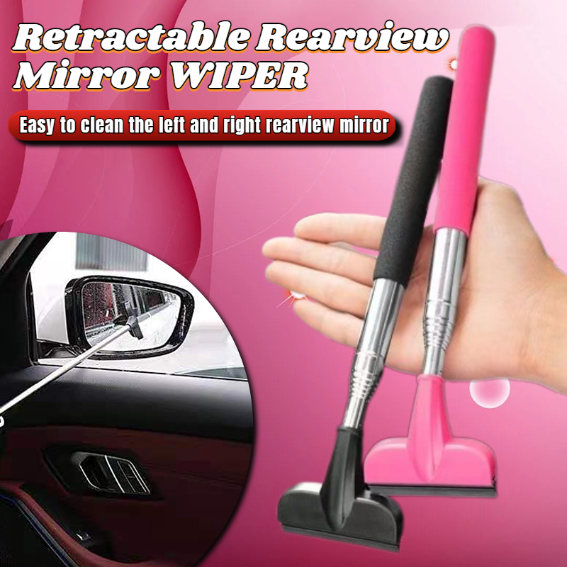 Water Rain Mist Scraper Telescopic Squeegee Car Rearview Mirror Wipe Glass  Window Portable Cleaning Extension Glass Windshield Window Cleaning Supply  MK