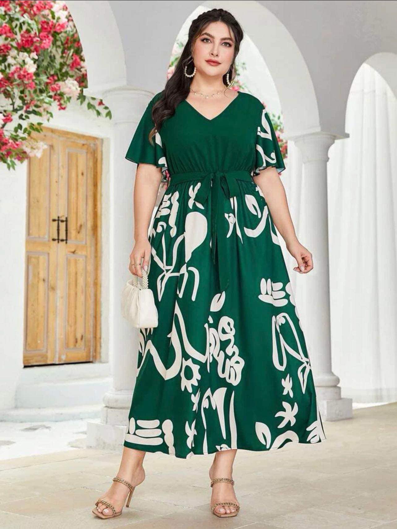 Plus size on sale green maxi dress