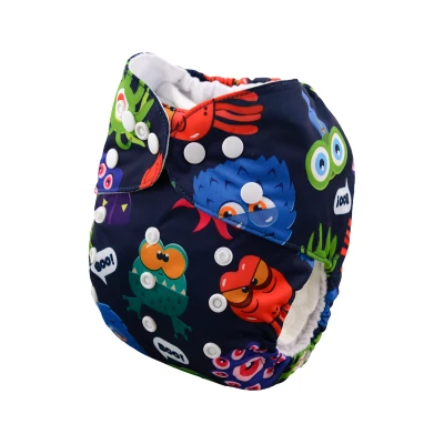 ALVA Baby 3.0 Cloth Diapers 【with select insert】Printed One Size Reusable Washable Pocket nappy fit 3-15kg baby H041 (1)