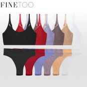 FINETOO Women's Ribbed Bralette Set