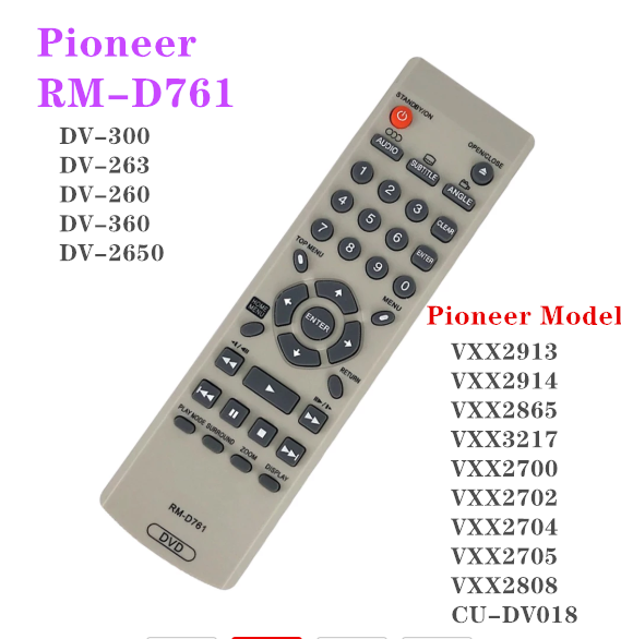 Remplacement de la télécommande Universelle télécommande Intelligente pour Lecteur  DVD pour Pioneer VXX2811 VXX2914 VXX3218 VXX2801 VXX2800 VXX2913 DVD