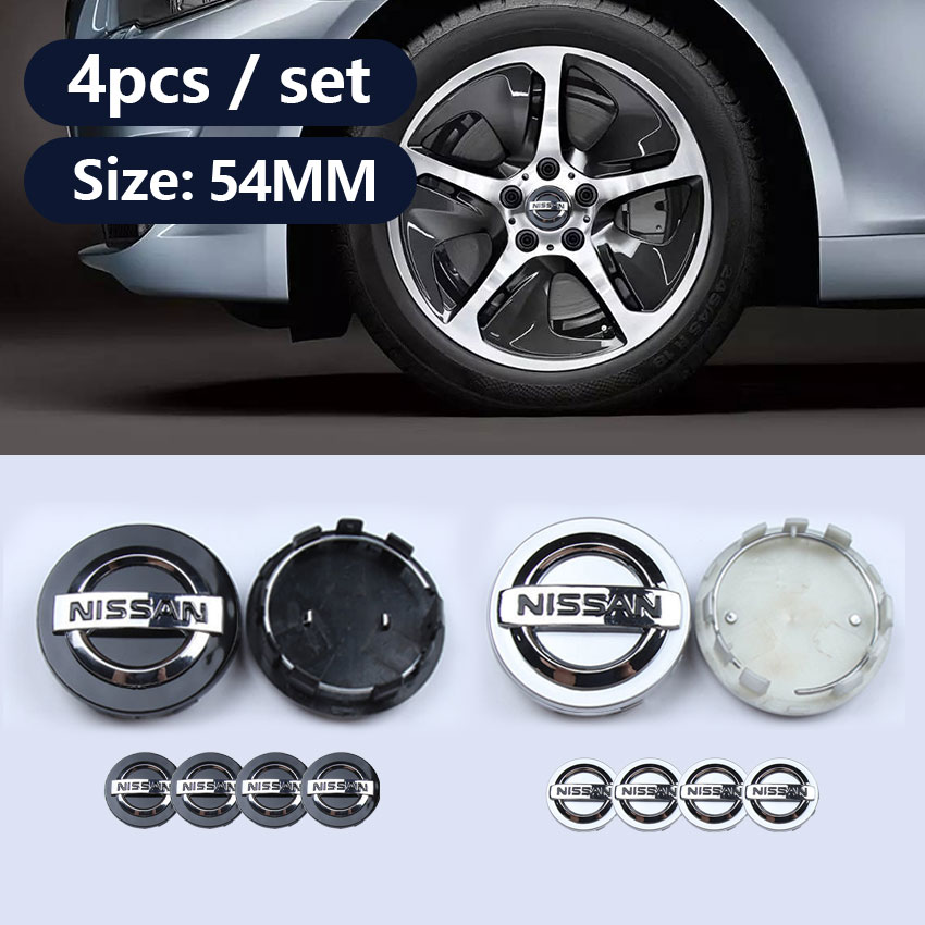 4pcs/Set 54mm Black Car Wheel Center Caps Hub Covers Suitable forNissan  Wheel Cover 54mm Modified Tire Center Cover (Black-forNissan)