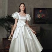 Retro Hepburn Princess Wedding Dress - French Satin Collection