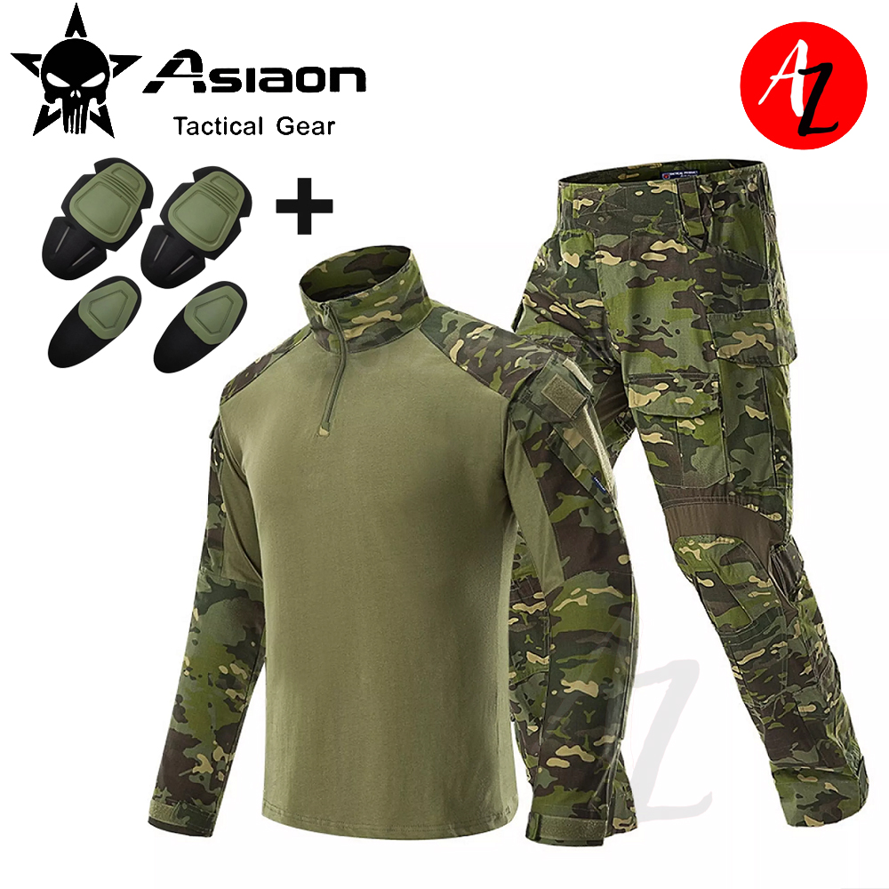 Asiaon Gen3 Tactical Uniform Set Bdu Mctp Camouflage Combat Shirt Pants Suit For Outdoor Hunting Wargames Games