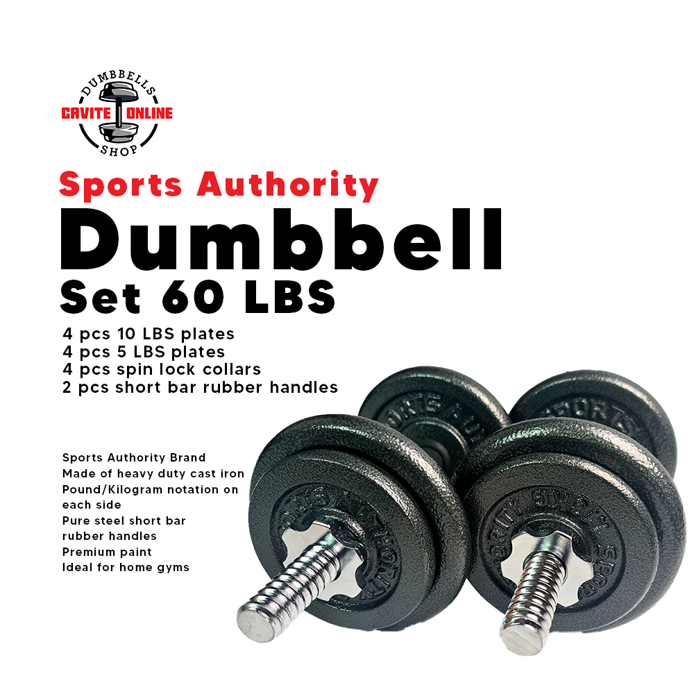 Sports Authority Adjustable Dumbbells Set 50 LBS Solid Steel For