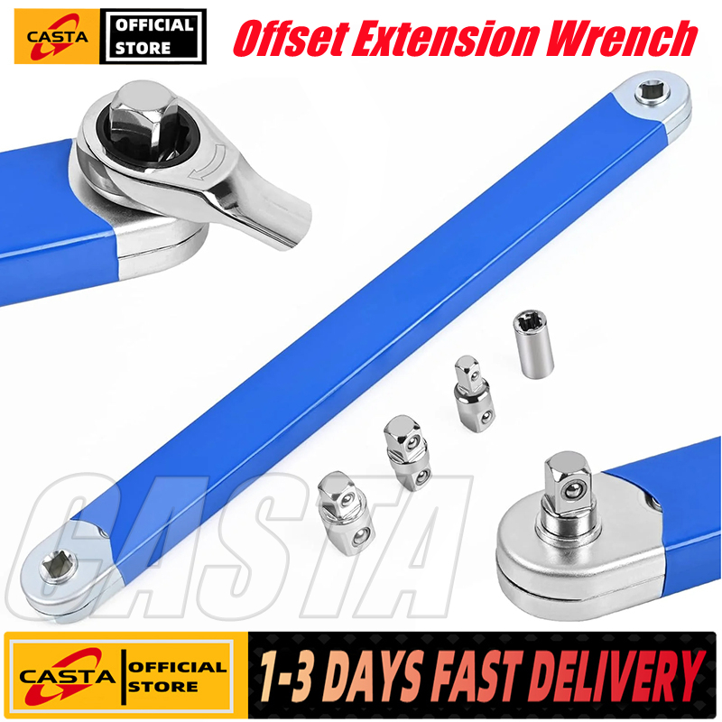 3/8 inch offset extension wrench Impact Ready Socket Wrench Extender Tool with Versatile 1/4", 3/8", and 1/2" Square Drive Adapters, Universal Extensions Wrench for Small Place