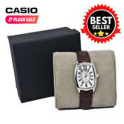 Casio Women's Square White Dial Leather Strap Watch