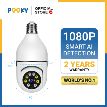 POOKY 1080P Bulb Camera with Auto Tracking and Night Vision