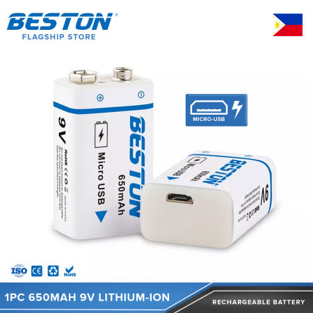 BESTON 9V Rechargeable Battery with Micro USB Charging