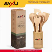 Ayxu 8-in-1 Bamboo Cooking Utensils Set with Holder