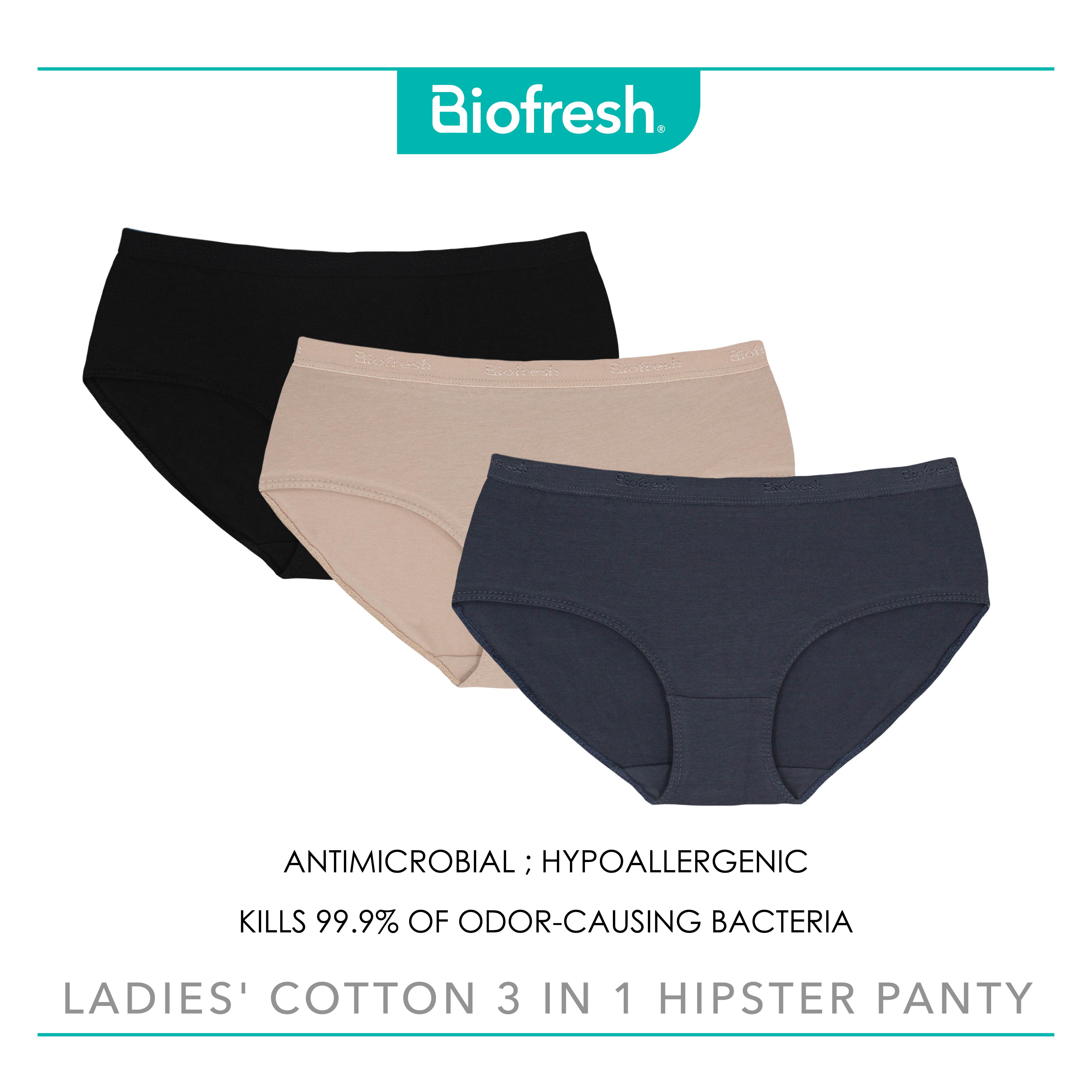 Biofresh Ladies' Antimicrobial Cotton Rich Boyleg Panty 3 pieces assorted  color in a pack ULPBG10