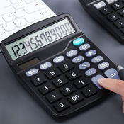 Large 12-Digit Solar/Battery Electronic Calculator for Office and School