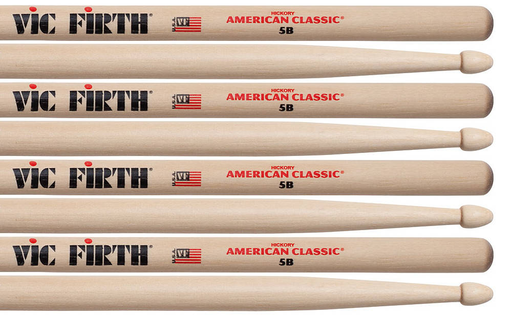 3 Pack Vic Firth American Classic 5B Drumsticks 