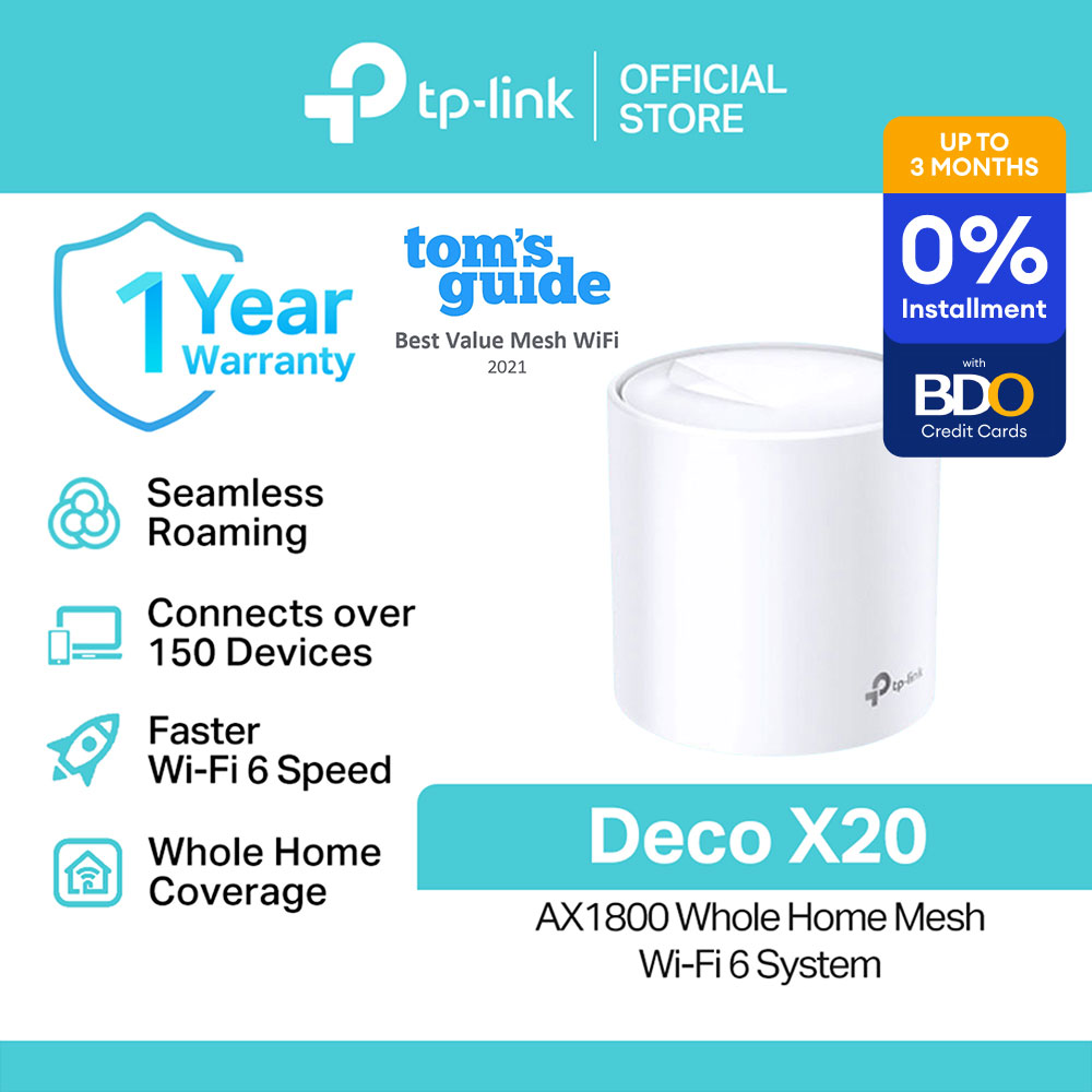 TP-Link Official Store / Deco X20 AX1800 / 2.4GHz & 5GHz Dual Band Whole Home Mesh Smart Access Point WiFi 6 Router