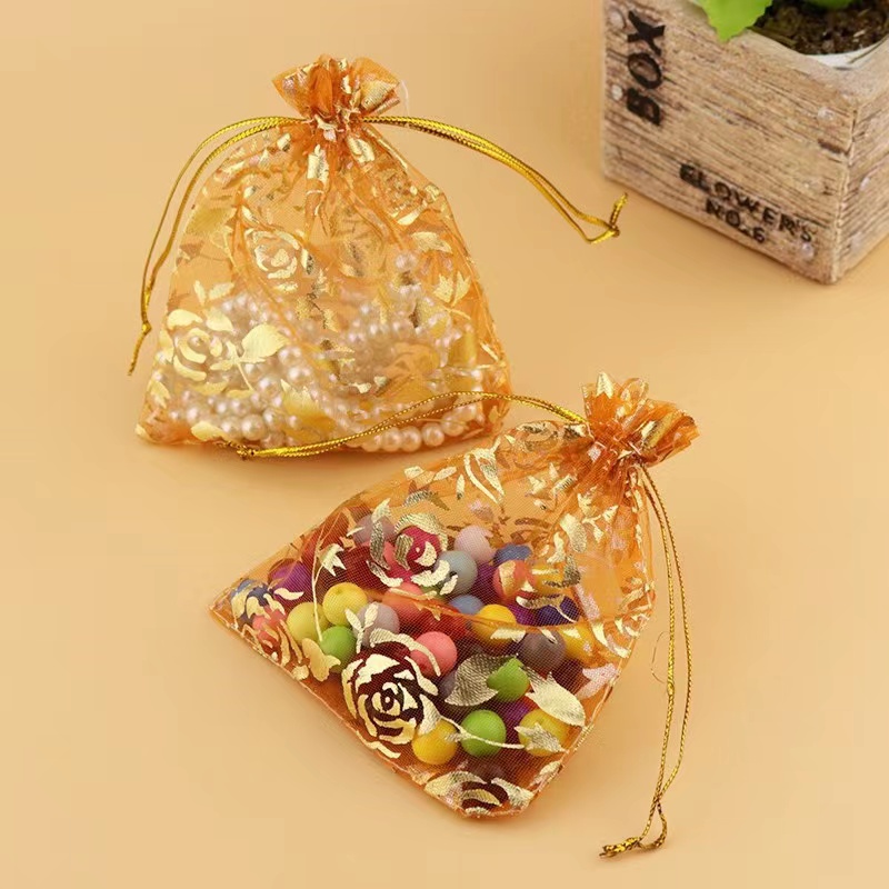 Small Gift Bags With Ribbon Handles Gold Mini Gift Bag,for