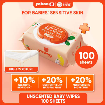 Yoboo Unscented Baby Wipes | Playful Bunny | 100 Sheets