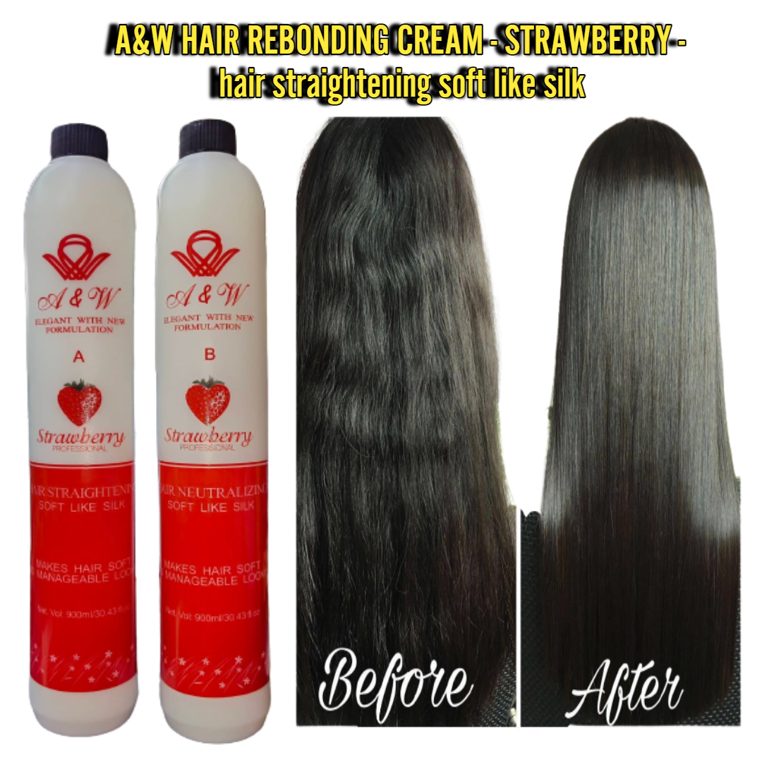 A&W HAIR REBONDING CREAM - STRAWBERRY - Hair Straightening Soft Like A Silk  - 800ML | Lazada PH