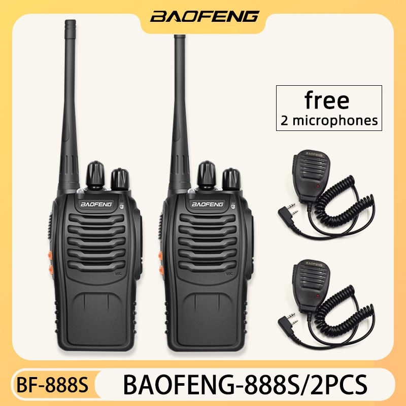 2pcs Baofeng 888S 5W 2 sets of walkie-talkies two-way walkie-talkies bf 888s radio free 2 MIC