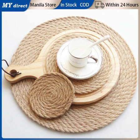 Thick Jute Braided Placemat Round Jute Placemats Heat Insulation Place Mats Non-Slip Dining Table Mats 4inch 7inch 12inch