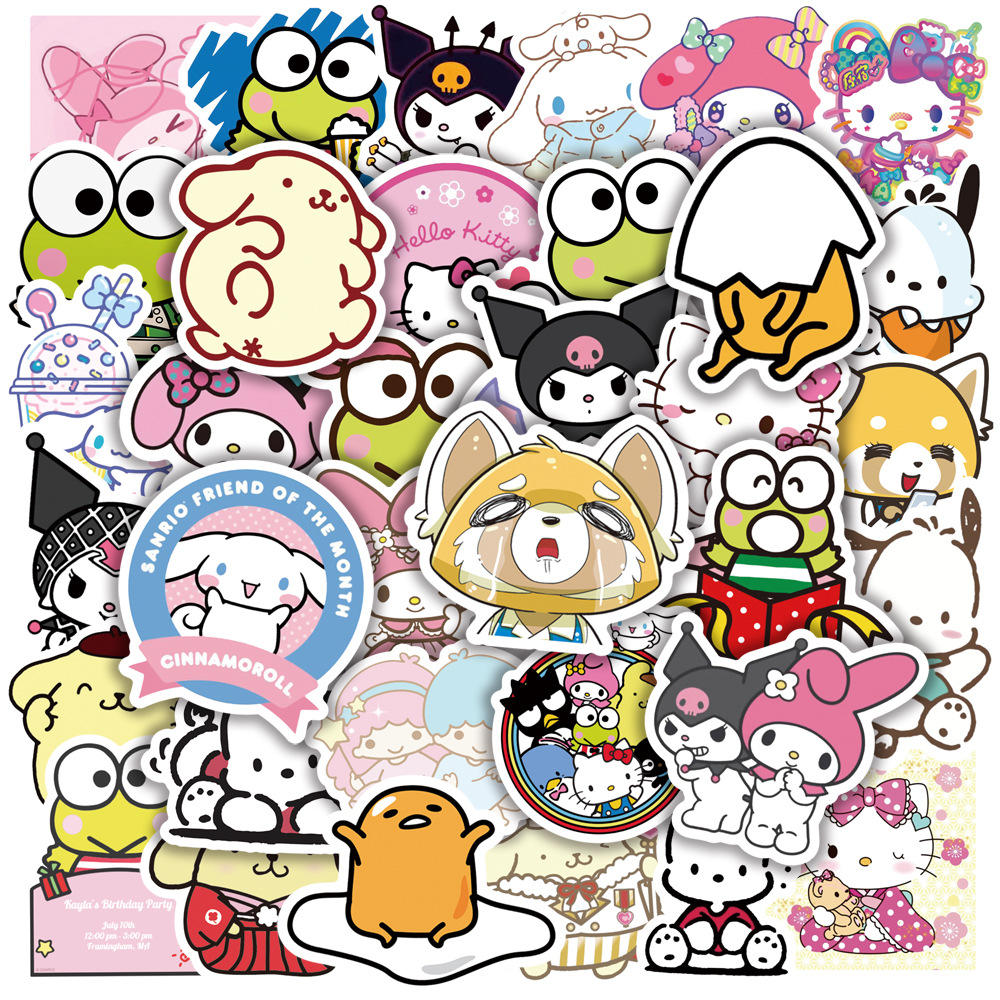 50pcs Sanrio Stickers Hello Kitty Kuromi My Melody Sticker Kawaii