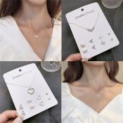 "Four-Leaf Pearl Heart Jewelry Set - Trendy Fashion"