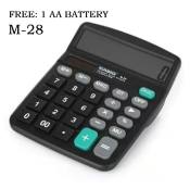 M-28 Solar Calculator - 12-Digit Big Display, Battery Included