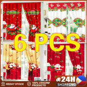 HTC 6PCS Christmas Curtains 100cm x 210cm Decor