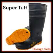 Super Tuff Men's High-cut Waterproof Rain boots  Orange Sole