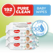 Huggies Pure Clean Baby Wipes - 64 sheets x 3 packs