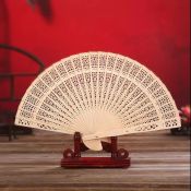 Folding Bamboo Original Wooden Carved Hand Fan Craft Fan