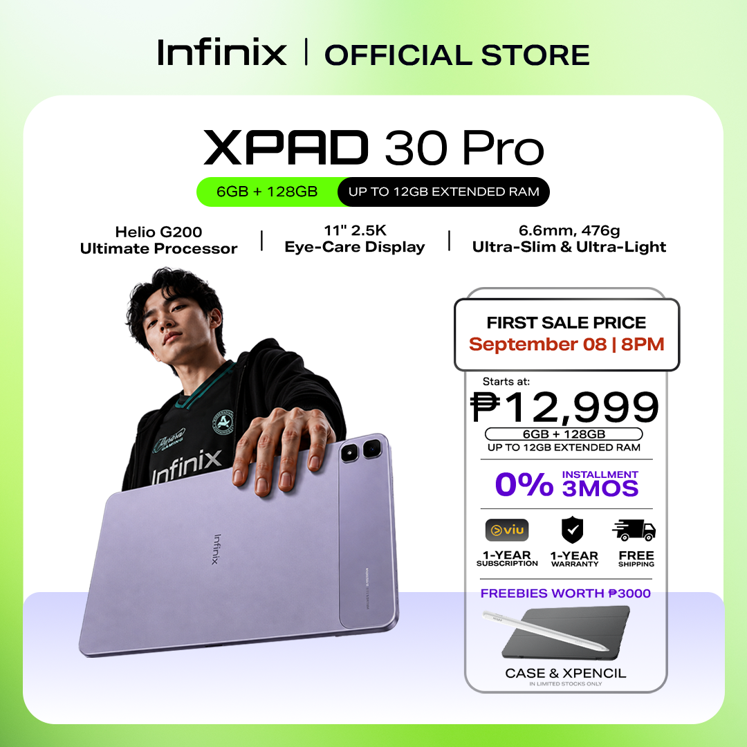 Infinix XPAD 30 Pro 4G LTE + WiFi, 6+128 / Helio G200 Ultimate Processor / 11" 2.5K Eye-Care Display / 6.6mm, 476g Ultra Slim & Ultra-Light / AI-Powered Learning / Massive 8200 mAh Battery Tablet (1 Yr Local Warranty)