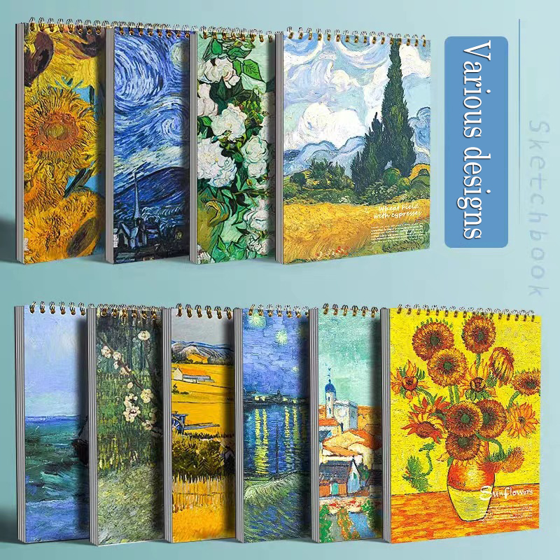 A4 Van Gogh Spiral Sketchbook Big Thick Drawing Notebook College Sketch Pad  Art School Supplies