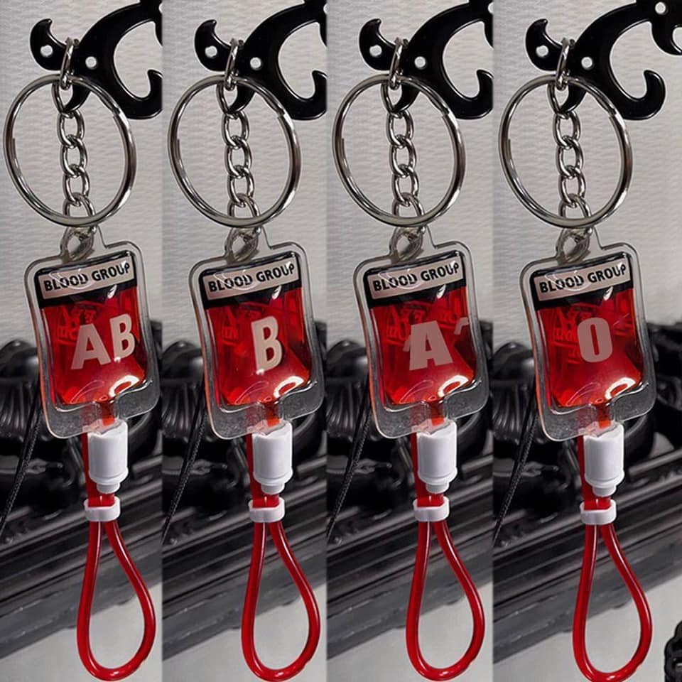 Cuiopbio Embroidered Blood Type Keychain - Outdoor Style With Blood Group Info (7x3cm) - View #2