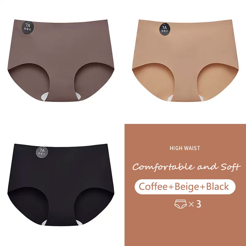 Motovita 3pcs 7A Mulberry Silk Panties Seamless Underwear For Women Mid Waist Panties Comfortable And Antibacterial Briefs - Image 3