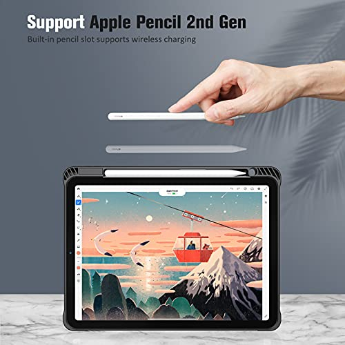 Also Fit iPad Pro 11 2nd Gen 2020 / 1st Gen 2018 Translucent Frosted Back Cover with Pencil Holder Auto Sleep/Wake 3rd Generation Marble White Fintie SlimShell Case for iPad Pro 11-inch 2021 