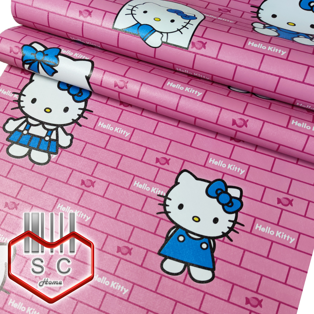 Sc Wall Sticker Hello Kitty Bricks 45cm X 10m Self Adhesive Pink Waterproof Pvc Wallpaper Decor Decoration Paper Design For Closet Cabinet Door Furniture Home Office Living Room Kitchen Bedroom Toilet Bathroom