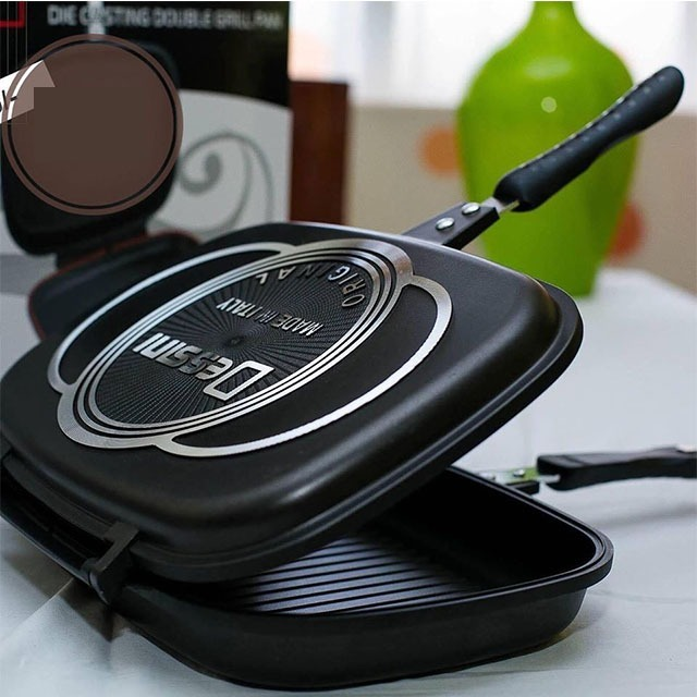 Dessini Double-Sided Non-Stick Pressure Grill Pan, 36cm, Black - HoLOLA