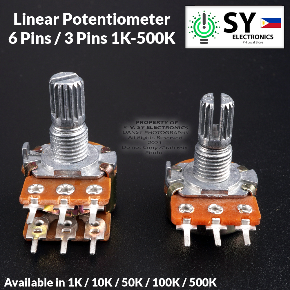 Linear Industrial Potentiometers 10-Piece 100K Ohm Linear Taper S ...