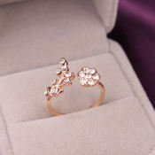 Lacina Adjustable Gold Plated Flower Ring for Women